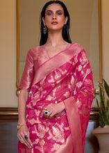 Load image into Gallery viewer, Hot Pink Two Tone Handloom Woven Organza Silk Saree Clothsvilla