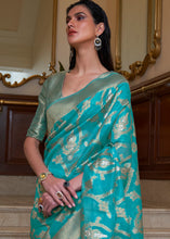 Load image into Gallery viewer, Shades Of Blue Two Tone Handloom Woven Organza Silk Saree Clothsvilla