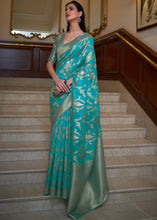 Load image into Gallery viewer, Shades Of Blue Two Tone Handloom Woven Organza Silk Saree Clothsvilla