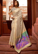 Load image into Gallery viewer, Ecru White Woven Chanderi Banarasi Fusion Silk Saree Clothsvilla