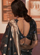 Load image into Gallery viewer, Midnight Black Woven Chanderi Banarasi Fusion Silk Saree Clothsvilla