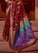 Load image into Gallery viewer, Currant Red Woven Chanderi Banarasi Fusion Silk Saree Clothsvilla
