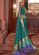 Load image into Gallery viewer, Arabian Green Woven Chanderi Banarasi Fusion Silk Saree Clothsvilla
