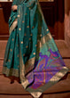 Load image into Gallery viewer, Arabian Green Woven Chanderi Banarasi Fusion Silk Saree Clothsvilla