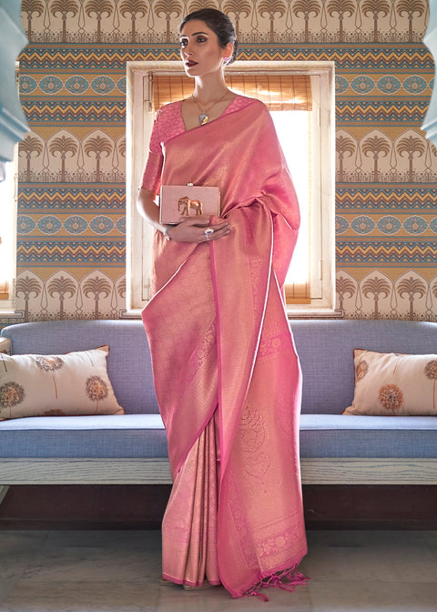 Mauvelous Pink Soft Handloom Weave Kanjivaram Silk Saree : Festival Edition Clothsvilla Main image
