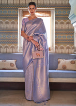 Load image into Gallery viewer, Metallic Lavender Blue Soft Handloom Weave Kanjivaram Silk Saree : Top Pick Clothsvilla