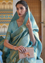 Load image into Gallery viewer, Shades Of Blue Soft Handloom Weave Kanjivaram Silk Saree : Festival Edition Clothsvilla