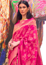 Load image into Gallery viewer, Peony Pink Handloom Weave Soft Banarasi Silk Saree Clothsvilla