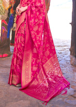 Load image into Gallery viewer, Peony Pink Handloom Weave Soft Banarasi Silk Saree Clothsvilla