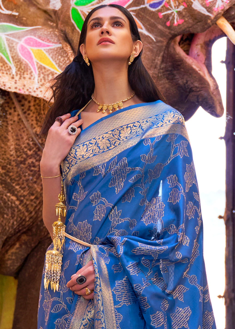 Cobalt Blue Handloom Weave Soft Banarasi Silk Saree Clothsvilla