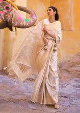 Load image into Gallery viewer, Ivory White Handloom Weave Soft Banarasi Silk Saree Clothsvilla