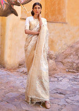 Load image into Gallery viewer, Ivory White Handloom Weave Soft Banarasi Silk Saree Clothsvilla