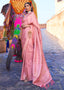 Kobi Pink Soft Handloom Weave Kanjivaram Silk Saree Clothsvilla