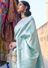 Load image into Gallery viewer, Frost Blue Soft Handloom Weave Kanjivaram Silk Saree Clothsvilla