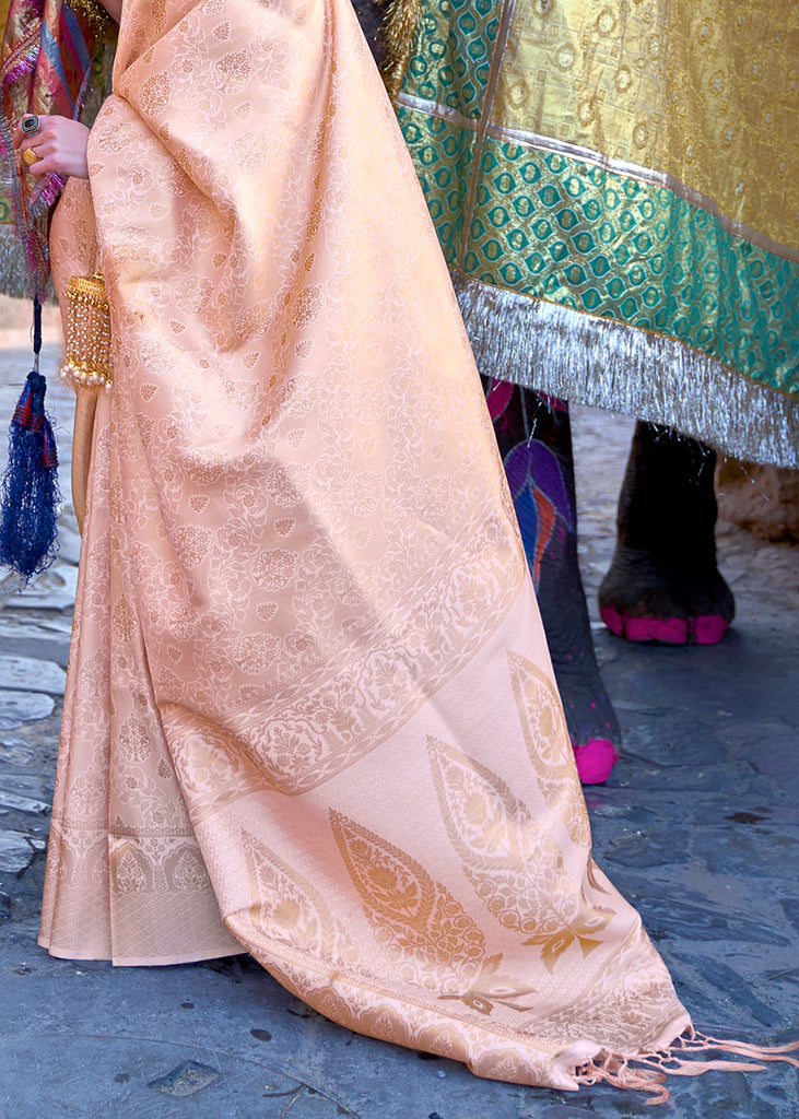 Blush Pink Soft Handloom Weave Kanjivaram Silk Saree Clothsvilla