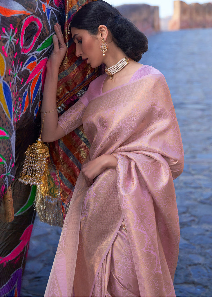 Light Lavender Purple Soft Handloom Weave Kanjivaram Silk Saree Clothsvilla
