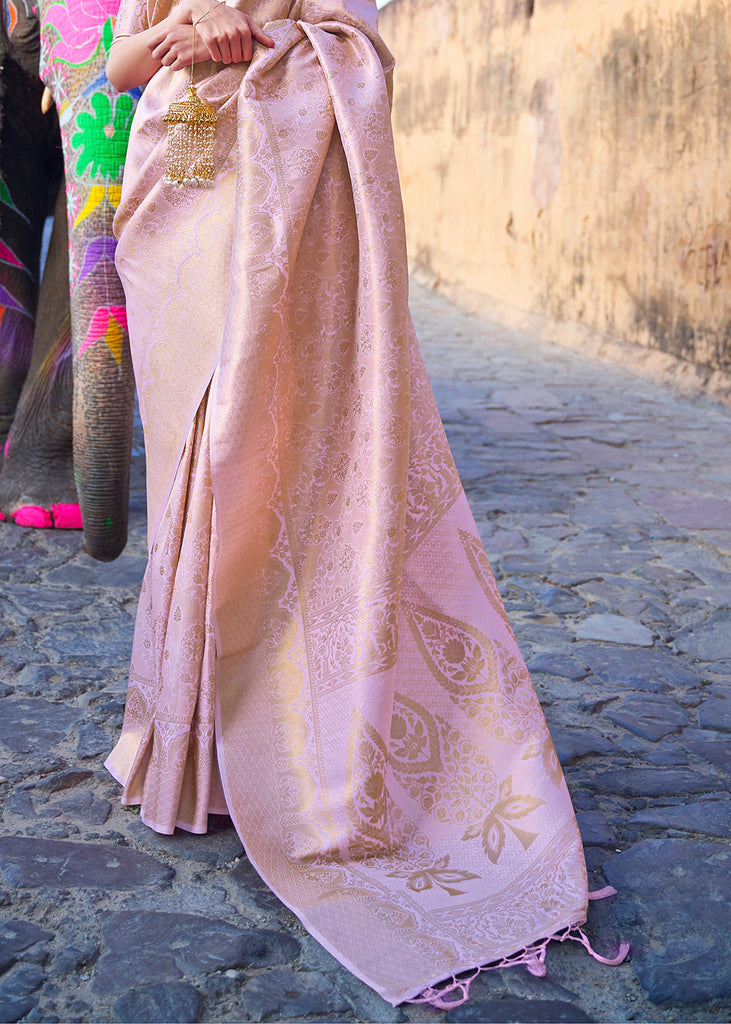 Light Lavender Purple Soft Handloom Weave Kanjivaram Silk Saree Clothsvilla