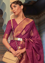 Load image into Gallery viewer, Jam Purple Copper Zari Woven Tussar Silk Saree Clothsvilla