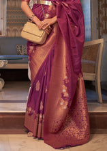 Load image into Gallery viewer, Jam Purple Copper Zari Woven Tussar Silk Saree Clothsvilla