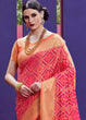 Load image into Gallery viewer, Strawberry Pink Woven Patola Silk Saree Clothsvilla