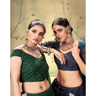 Gable Green Lehenga Choli in Georgette Fabrics with Mukesh Work ClothsVilla
