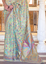 Load image into Gallery viewer, Celadon Green Banarasi Jamawar Woven Silk Saree Clothsvilla