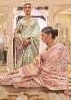 Load image into Gallery viewer, Ivory White Banarasi Jamawar Woven Silk Saree Clothsvilla