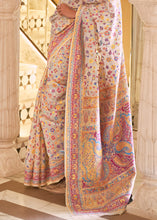 Load image into Gallery viewer, Ivory White Banarasi Jamawar Woven Silk Saree Clothsvilla