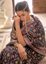 Load image into Gallery viewer, Sable Black Banarasi Jamawar Woven Silk Saree Clothsvilla