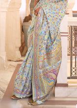 Load image into Gallery viewer, Powder Blue Banarasi Jamawar Woven Silk Saree Clothsvilla