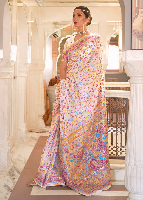 Blush Pink Banarasi Jamawar Woven Silk Saree Clothsvilla Main image