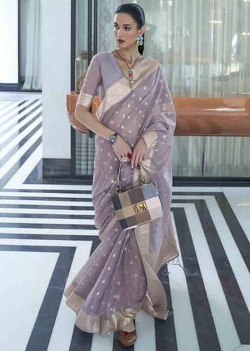 Iris Purple Woven Designer Silk Saree Clothsvilla