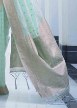 Load image into Gallery viewer, Soft Cyan Blue Woven Designer Silk Saree Clothsvilla
