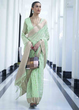 Load image into Gallery viewer, Mint Green Woven Designer Silk Saree Clothsvilla