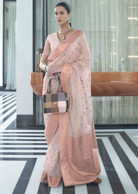 Lace Pink Woven Designer Silk Saree Clothsvilla Main image