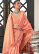 Load image into Gallery viewer, Salmon Peach Orange Lehariya Handloom Weaving Organza Silk Saree Clothsvilla