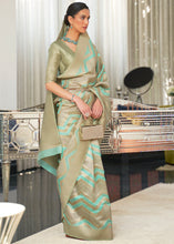 Load image into Gallery viewer, Blue &amp; Golden Lehariya Handloom Weaving Organza Silk Saree Clothsvilla