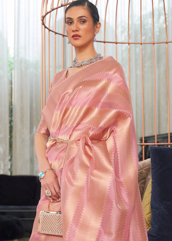 Shades Of Pink Lehariya Handloom Weaving Organza Silk Saree Clothsvilla