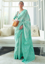 Load image into Gallery viewer, Shades Of Blue Lucknowi Chikankari Weaving Silk Saree Clothsvilla