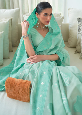 Shades Of Blue Lucknowi Chikankari Weaving Silk Saree Clothsvilla