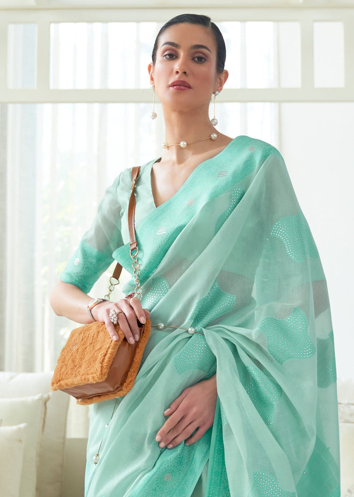Shades Of Blue Lucknowi Chikankari Weaving Silk Saree Clothsvilla