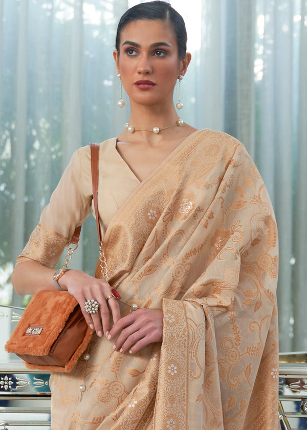 Shades Of Brown Lucknowi Chikankari Weaving Silk Saree Clothsvilla