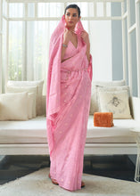 Load image into Gallery viewer, Shades Of Pink Lucknowi Chikankari Weaving Silk Saree Clothsvilla