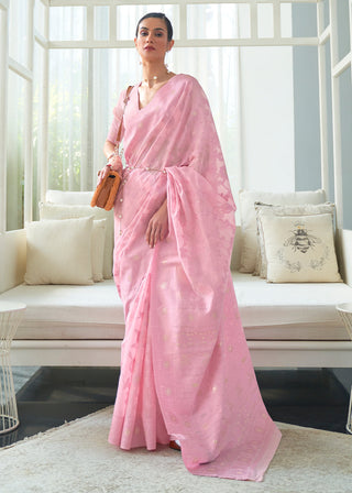 Shades Of Pink Lucknowi Chikankari Weaving Silk Saree Clothsvilla