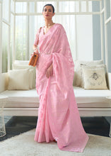 Load image into Gallery viewer, Shades Of Pink Lucknowi Chikankari Weaving Silk Saree Clothsvilla