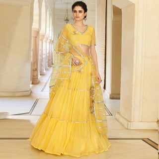 Lightning Yellow Gota Patti Pattern work Lehenga choli ClothsVilla