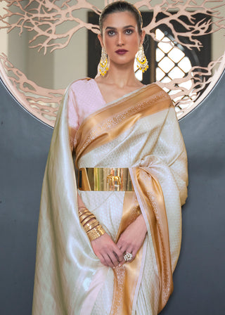 Daisy White Woven Soft Silk Saree Clothsvilla