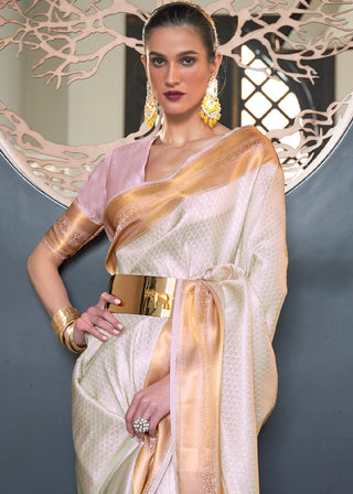 Daisy White Woven Soft Silk Saree Clothsvilla
