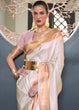 Load image into Gallery viewer, Daisy White Woven Soft Silk Saree Clothsvilla