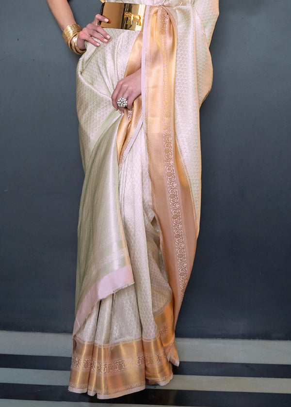 Daisy White Woven Soft Silk Saree Clothsvilla